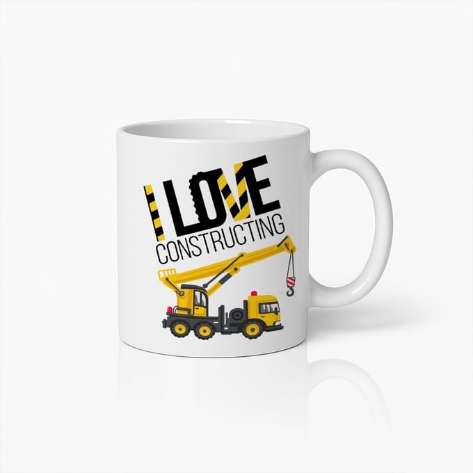 I Love Constructing Mok 330ml – Grappige Koffiebeker Cadeau voor Bouwvakkers, Ingenieurs & Constructiewerkers