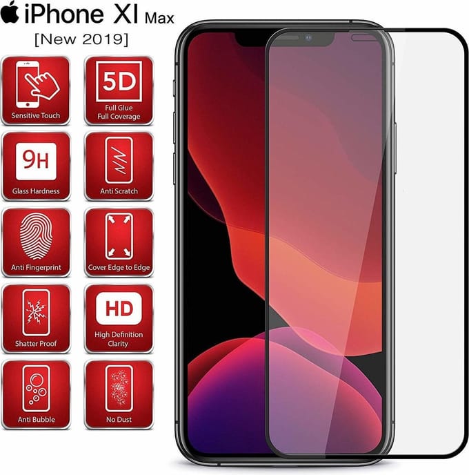 Ntech Screenprotector Full Cover Screenprotector - Geschikt voor iPhone 11 Pro Max - Zwart