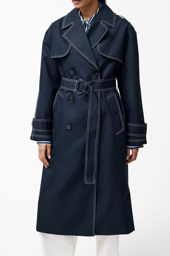 French Connection Afton Trench Coat Navy Taglia: 16 | Cappotti doppiopetto Outlet | Donna | Blu