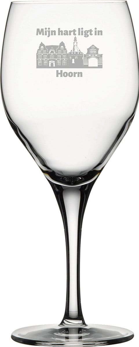 Gegraveerde witte wijnglas 34cl Hoorn