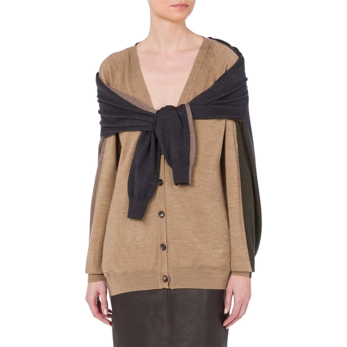 Moschino Layer Up Wool Cardigan Beige Taglia: 42 | Giacche Outlet | Donna | Marrone