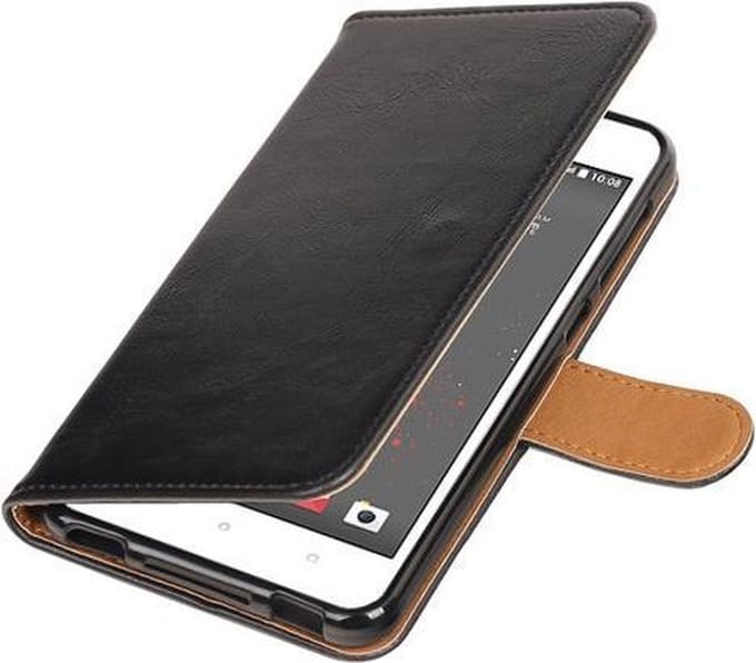 Zwart Pull-Up PU booktype wallet hoesje voor HTC Desire 825