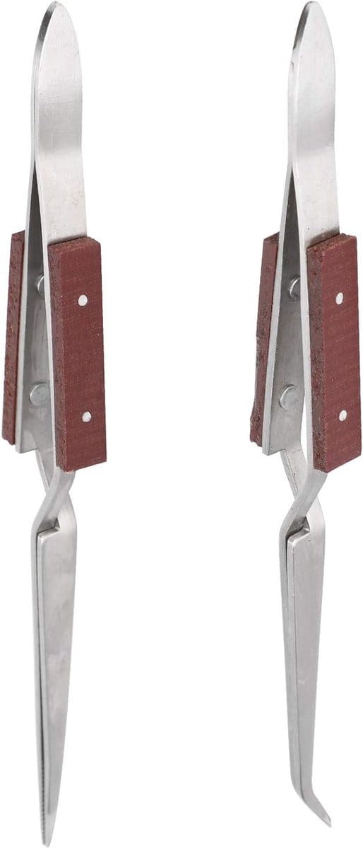 Set van 2 Professionele Curved en Rechte Pincetten voor Sieraden, DIY en Handwerk Tools