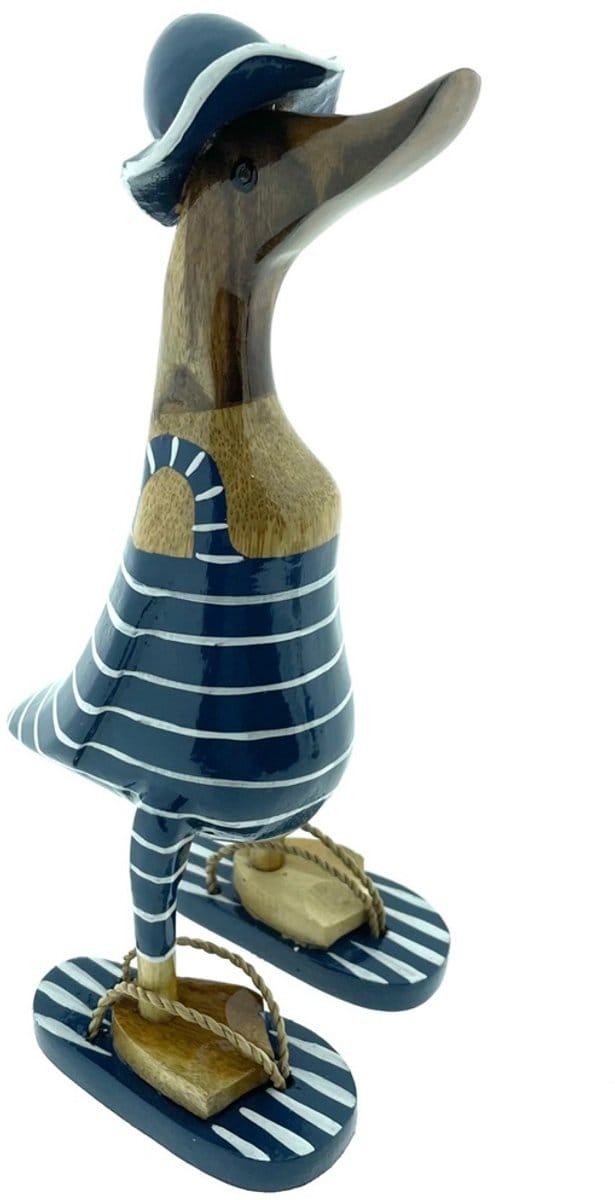 Houten eend Nout L donkerblauw wit