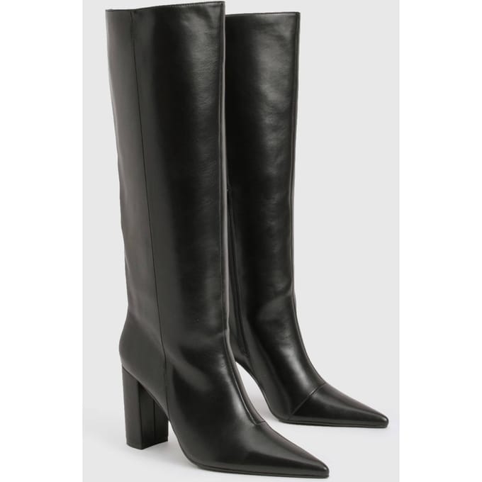 boohoo Dames Blokhak Kolomlaarzen | Black | Maat: 7