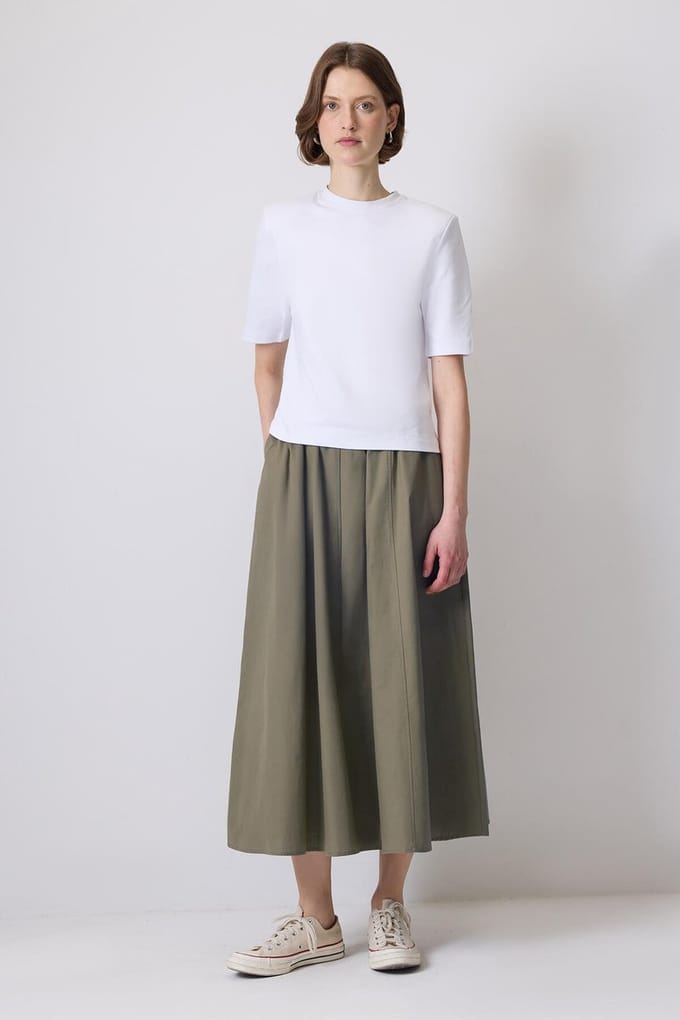 Touché Privé - Geweven rok met elastische taille - Khaki - Dames