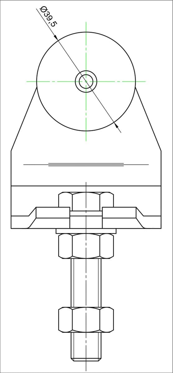 SB hangrol enkel met nylon wielen, type 170