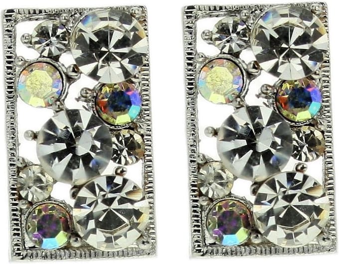 Rechthoekige oorsteker met steentjes - Behave - Sparkling mode-accessoire