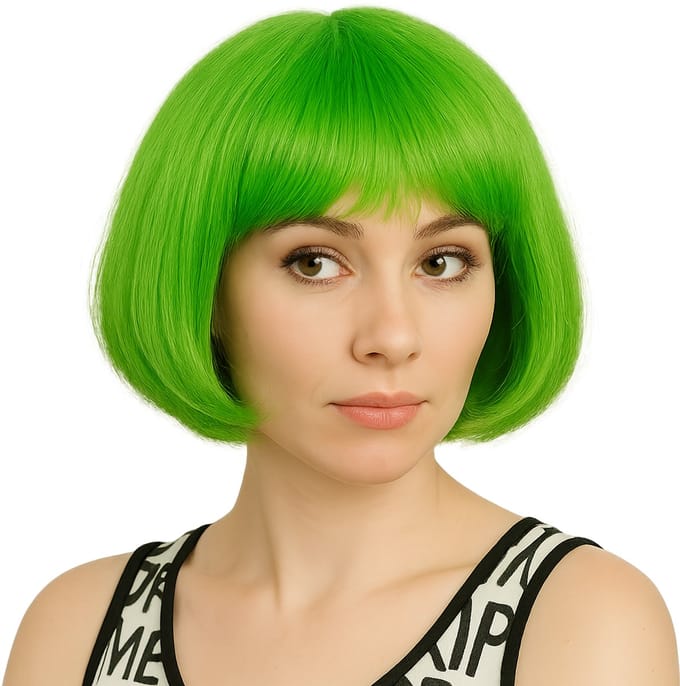 Groene Boblijn Pruik – Feest & Verkleed – Fluorescerend Groen – One Size