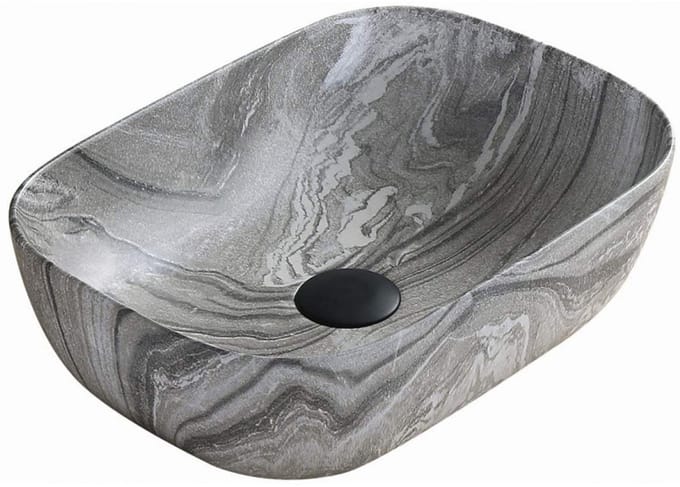 Mexen Rita opzetwastafel 45 x 32 cm, grijze steen - 21084593