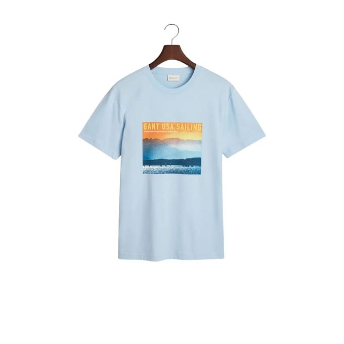 Gant Placed Graphic T-shirt Met Korte Mouwen Blauw XL Man
