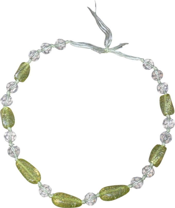 Ketting met stenen en bolletjes geel-transparant