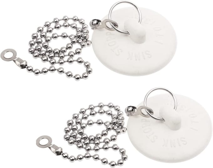 Badstop Set - Afvoerpluggen - Water Dicht Maken - Met Ketting - 2 Stuks - Wit