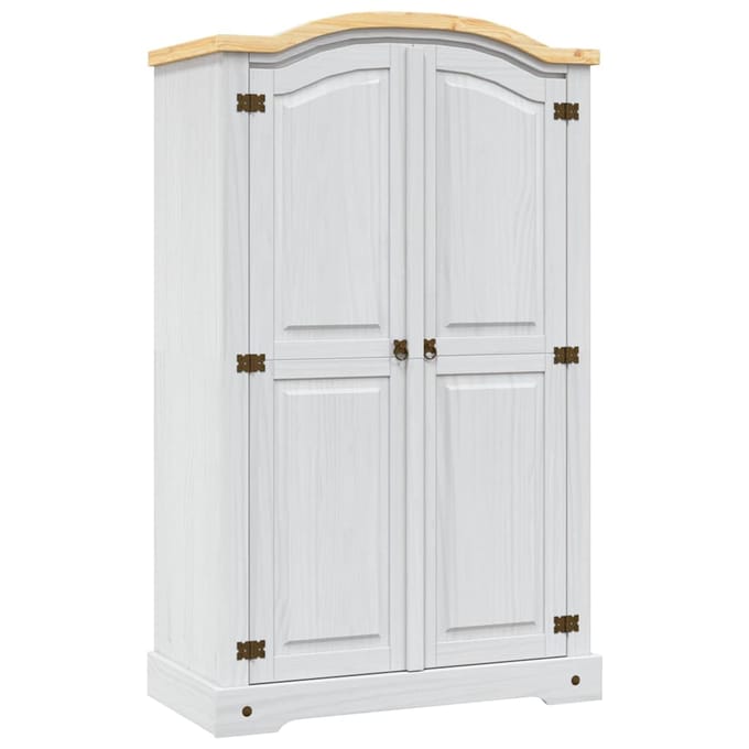 vidaXL - Kledingkast - met - 2 - deuren - Mexicaans - grenenhout - Corona-stijl - wit