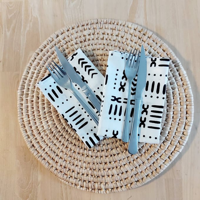 Set van 8 | Servetten | 40x40cm | "Mudcloth Print" | 100% Katoen