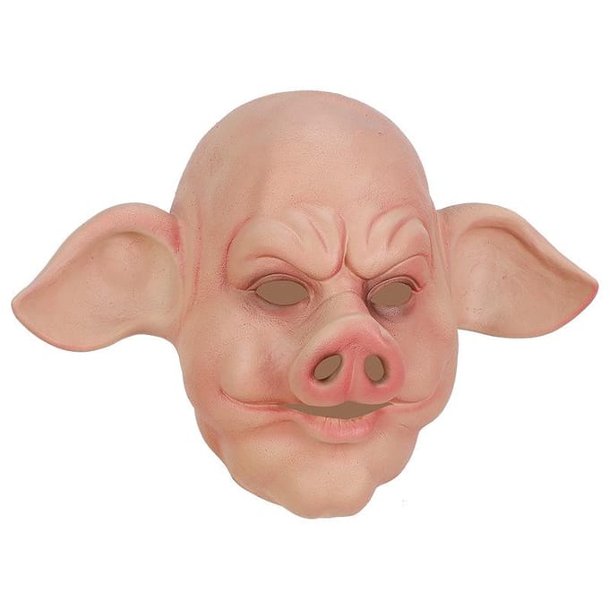 Grote-oren varkenshoofd latex masker One size fits all adults beige