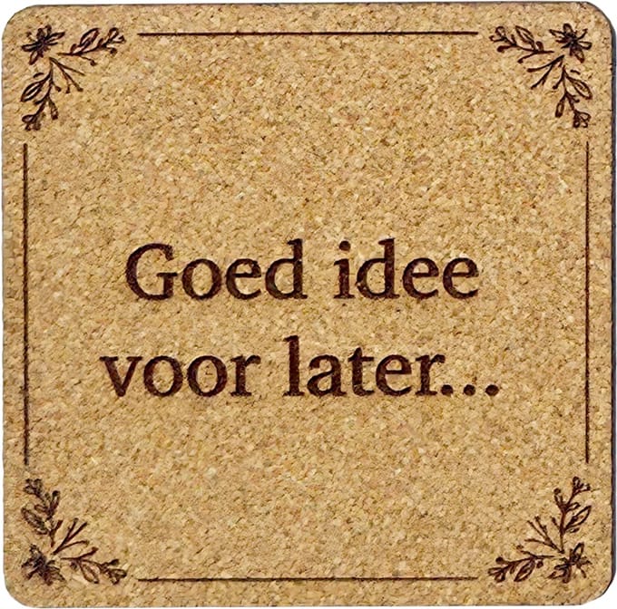 Kurken Onderzetter Goed Idee - Glazen Onderzetters - Gegraveerd - Tilburgs