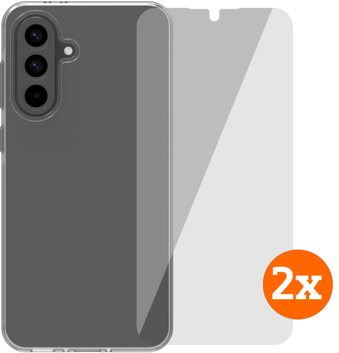 BlueBuilt Samsung Galaxy A56 Back Cover Transparant + Screenprotector Glas Duo Pack