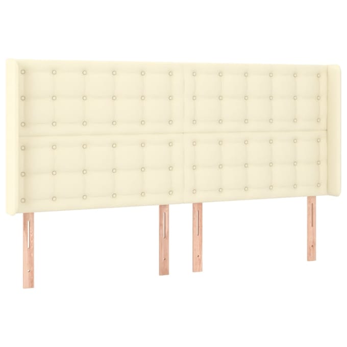 vidaXL - Hoofdbord - LED - 163x16x118/128 - cm - kunstleer - crèmekleurig