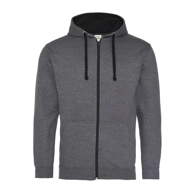 Gecontrasteerde hoodie met rits Just Hoods Varsity
