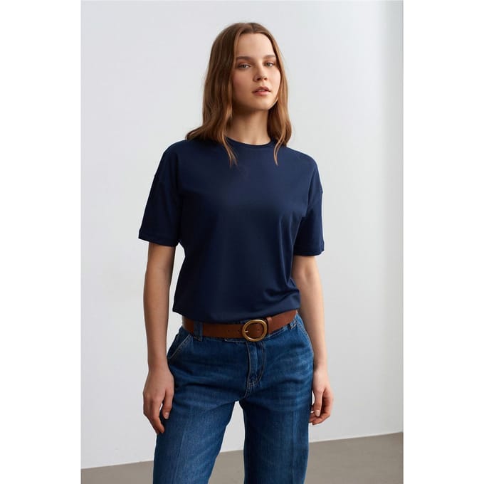 Dames Katoenen Crew Neck T-Shirt