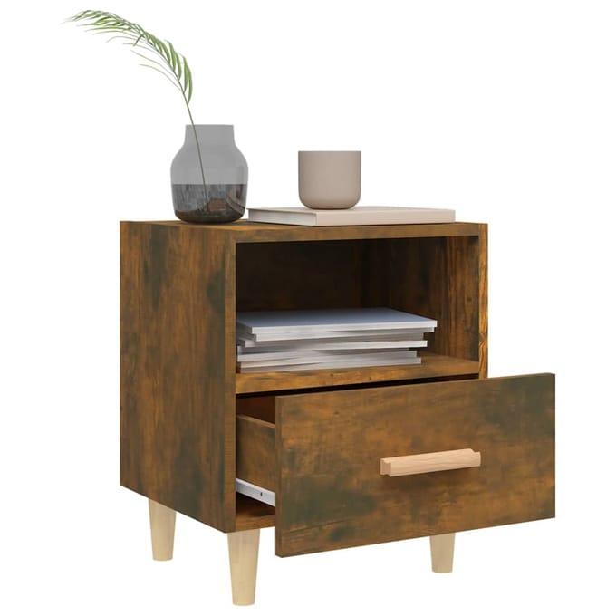 vidaXL - Nachtkastje - 40x35x47 - cm - gerookt - eikenkleurig
