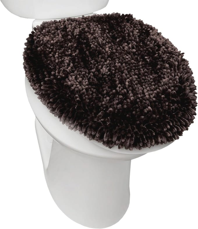 Luxe Pluche Chenille Shag Toilet Deksel Cover 18,5 "x19,5 cm Bruin