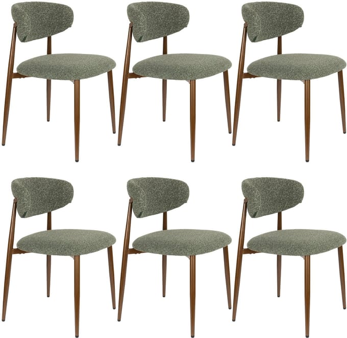Housecraft Living Noor Eetkamerstoelen Groen - Set van 6