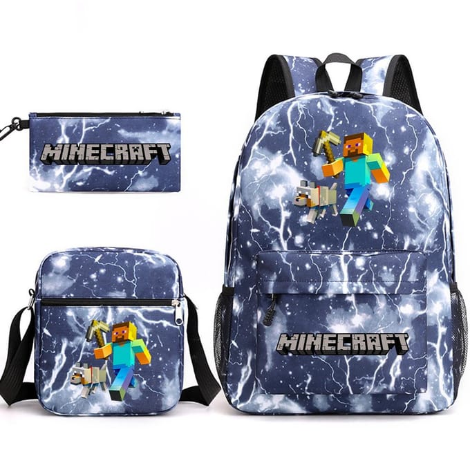 Minecraft Schooltas Game Merchandise Student Grote Capaciteit Print Drie Delige Schooltas Mannen En Vrouwen Three-piece set