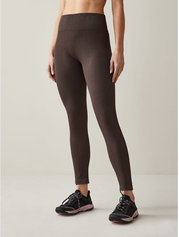 Next - Dames - Geribbelde, naadloze legging met hoge taille - Bruin