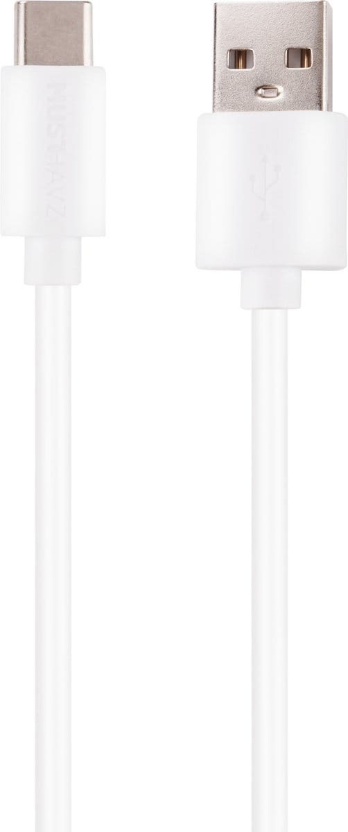 Musthavz to Go USB-A naar USB-C Kabel – 1 Meter – Wit – Snellaad- en Datakabel