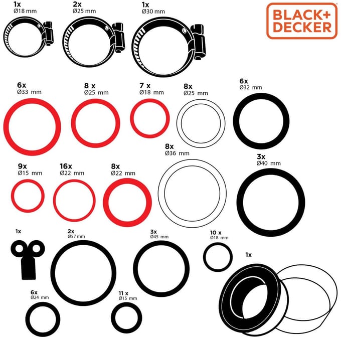 Black&decker Luchtslangset 18-delig