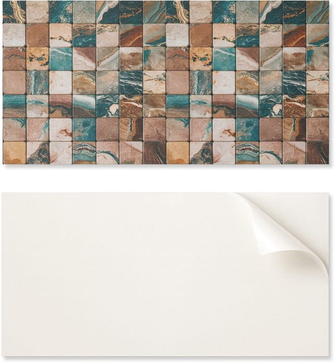 Zelfklevend vinyl mozaïek met natuurstenen tegels 10x40x20 cm