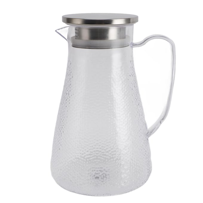 Waterkan met Deksel en Handvat 1500ml Acryl Hittebestendig Helder Waterkoker Kan voor Limonade L white