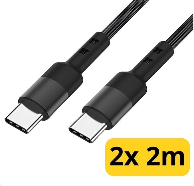 2x USB-C kabel 60W - USB-C naar USB-C - Oplaadkabel & Data - USBC kabel - Universeel - 2 Meter