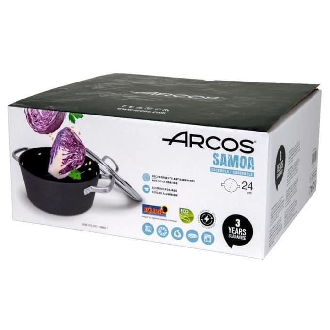 Faitout - ARCOS - Samoa - Aluminium Forgé - Anti-Adhésif - 24 cm - Compatible Tous Feux