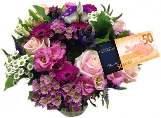 Boeket bloemen met Dinerbon t.w.v. €50,00