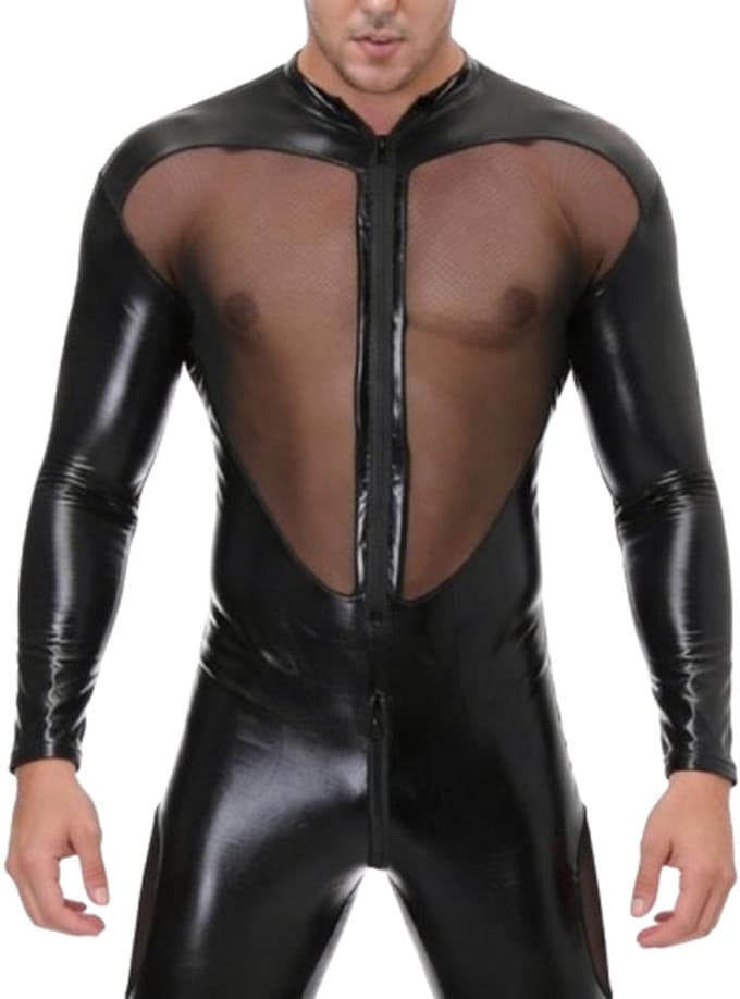 Lederen Bodysuit - Leather Bondage Kleding - Catsuit Heren - Erotische Kleding Mannen