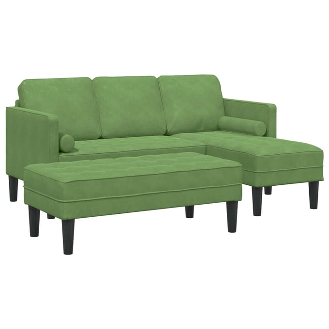 vidaXL Bankstel met kussen 2 pcs Lichtgroen Polyester