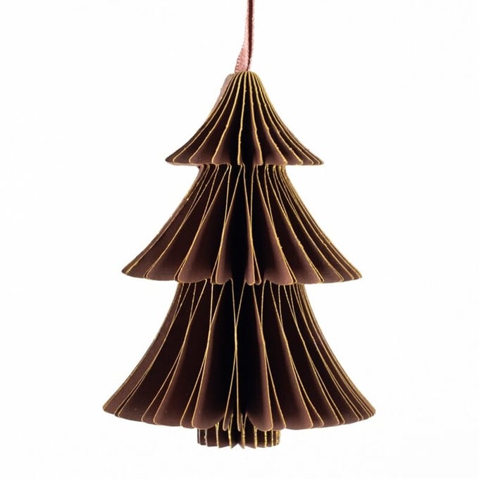 Papieren honeycomb kerstboom bruin