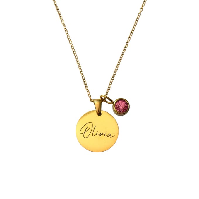 Geboortesteen Naam Ketting Goud