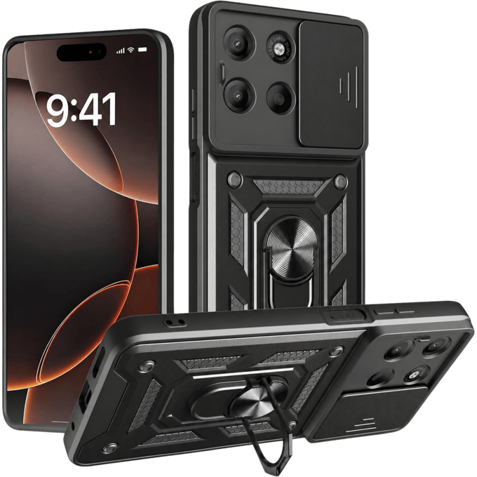 Amorus Motorola Moto G17 (Power) Shield Case met Camera-schuif Zwart