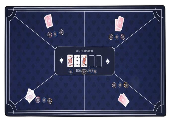Pokerkleed Blauw 120x60 cm - Polyester & Rubber - Glad Speeloppervlak - Poker & Dobbel Accessoire - Engelhart