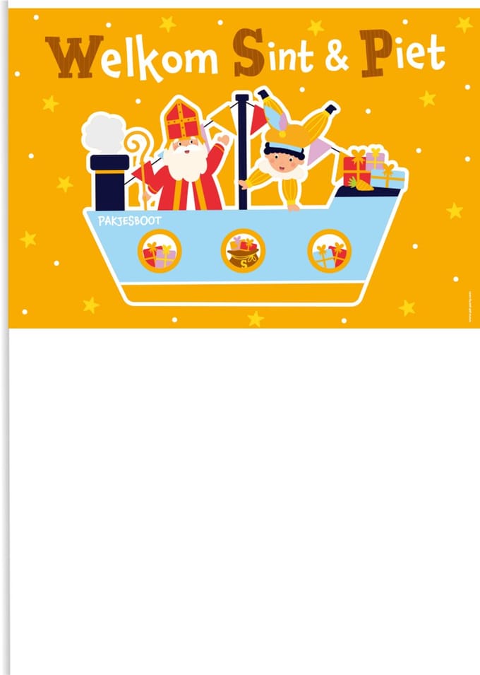 Zwaaivlaggetje Welkom Sint & Piet op Stoomboot