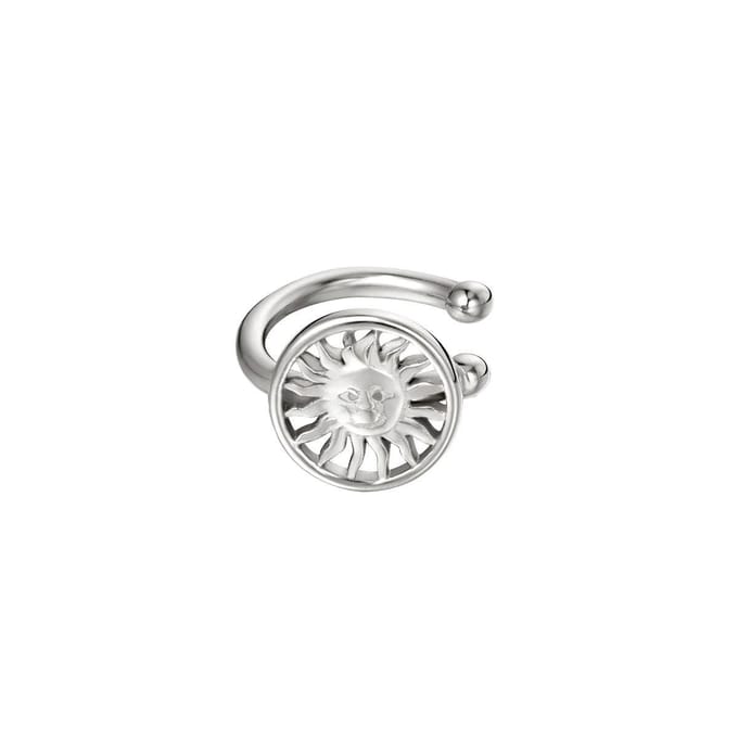 Earcuff - zonnig gezicht - zilverkleurig - RVS