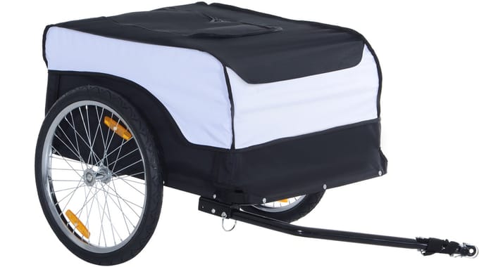 4goodz Fietstrailer homcom 20 inch aanhanger 140x77x65 cm wit/