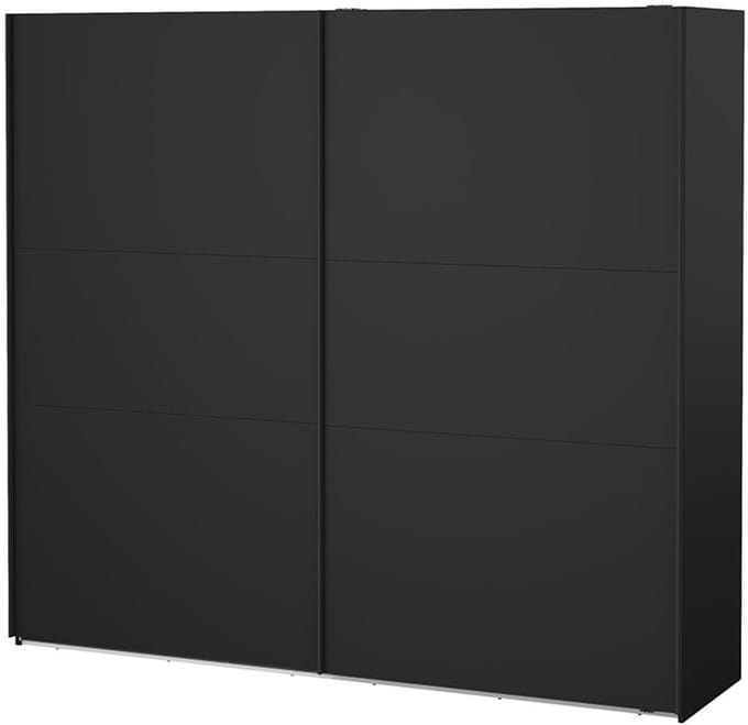 Como schuifdeurkast 2 deuren 245x220cm mat zwart.