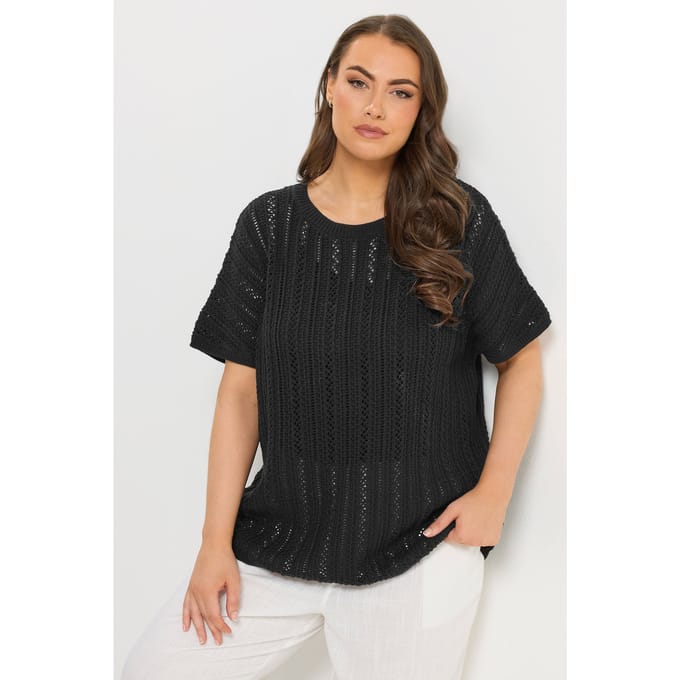 Yours Zwarte Boxy Gebreide Top Size 58-60
