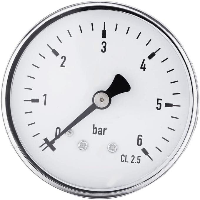 Allecto - Drukmeter - 0-6 Bar - Voor Hydraulische Toepassingen - 1/4