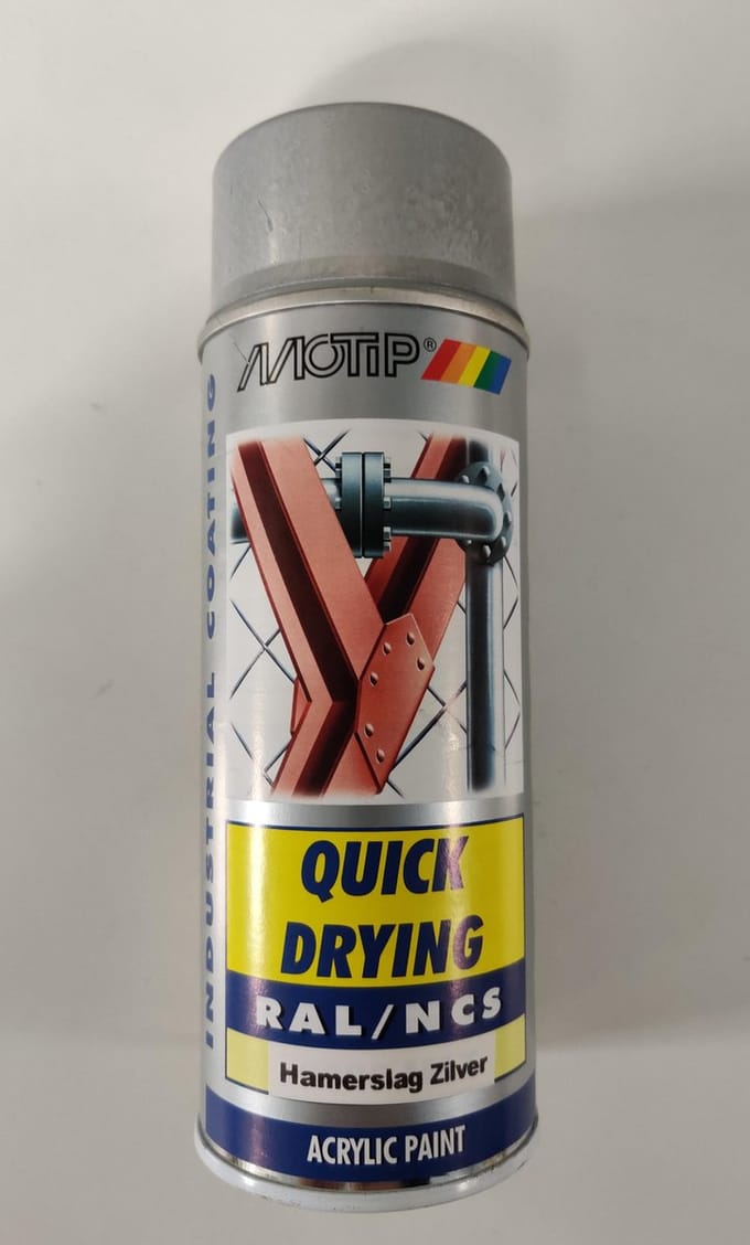 Sneldrogende lak spray voor metaal - Industrieel - Auto - Hamerslag Zilver